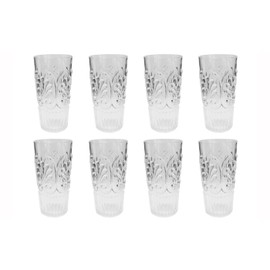 Le Cadeaux Set of 8-21 Ounces Clear Fleur Drinkware