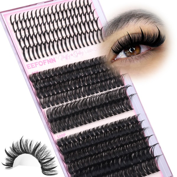 Eefofnn Lash Clusters Spikes+80D+100D Eyelash Clusters Volume Cluster Eyelash Extensions