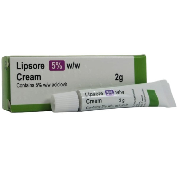3 Packs of Cold Sore Treatment - 2g Cream - 5% w/w (3 x Lipsore Cream)