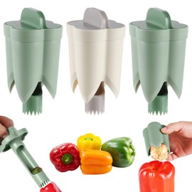 3 Pack Pepper Seed Corer Remover, 2025 Upgraded 2 in 1 Bell Pepper Green Peppers Cutter, Jalapeno Corer Tool, Fruit Vegetable Corers for Efficient Meal Prep, Home, Kitchen Gadgets
