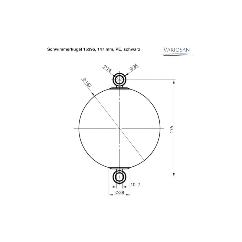 Variosan 15396 Float Ball PE Black