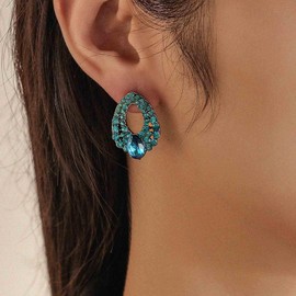Allereya Vintage Teardrop Sapphire Earrings Rhinestone Sapphire Drop Earrings Blue Topaz Earrings Blue Gemstone Earrings Jewellery for Women and Girls, Zinc, No Gemstone