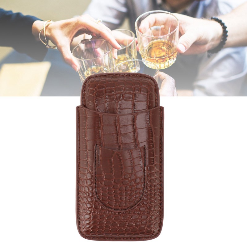 Cigar Holder Case Artificial Leather Portable Durable Elegant 3 Finger