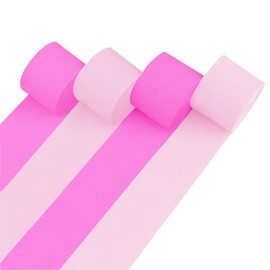 Captain Décor 4 Crepe Paper Streamers Rolls, 328ft Pack of 4 Hot Pink & Pink Streamers for Party Decorations, Birthday Streamers, Party Streamers for Wedding Decoration (1.8 inch x 82 ft/Roll)…