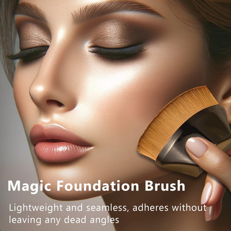 Hexagon Flat Top Kabuki Foundation Brush with Protective Case for