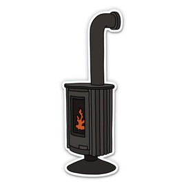 Wood Burning Stove Cottage Cabin - 8" Vinyl Sticker - for Car Laptop I-Pad - Waterproof Decal