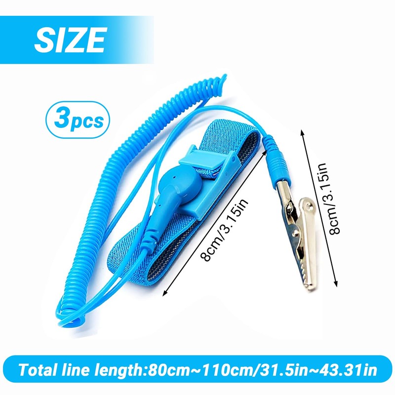 GMHLLES 3 Pcs Anti Static Wrist Straps, Adjustable Wrist Strap