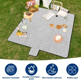 Riisoyu 200 x 150 cm Picnic Blanket, Waterproof, Beach Blanket, Sand-Free, Lightweight Camping Blanket with Carry Handle, Foldable Beach Mat, Portable Washable Beach Mat, Insulated Outdoor Blanket for