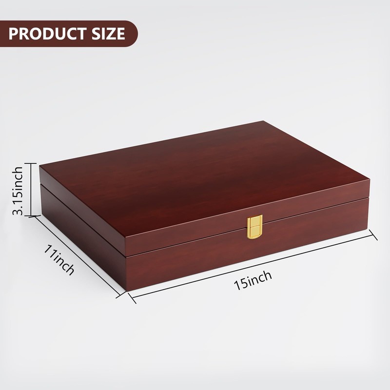Gernshe Mahogany Wooden Silverware Box Storage,Silverware Chest without Silverware,Silverware Case