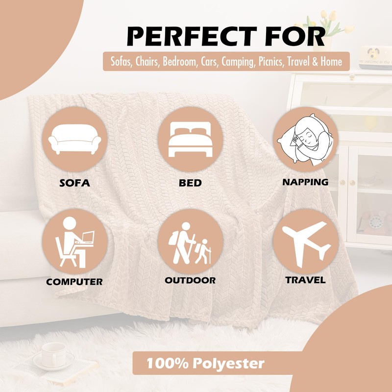 GLS Home Luxury Throw Blanket Soft Lightweight cosy sofa throw