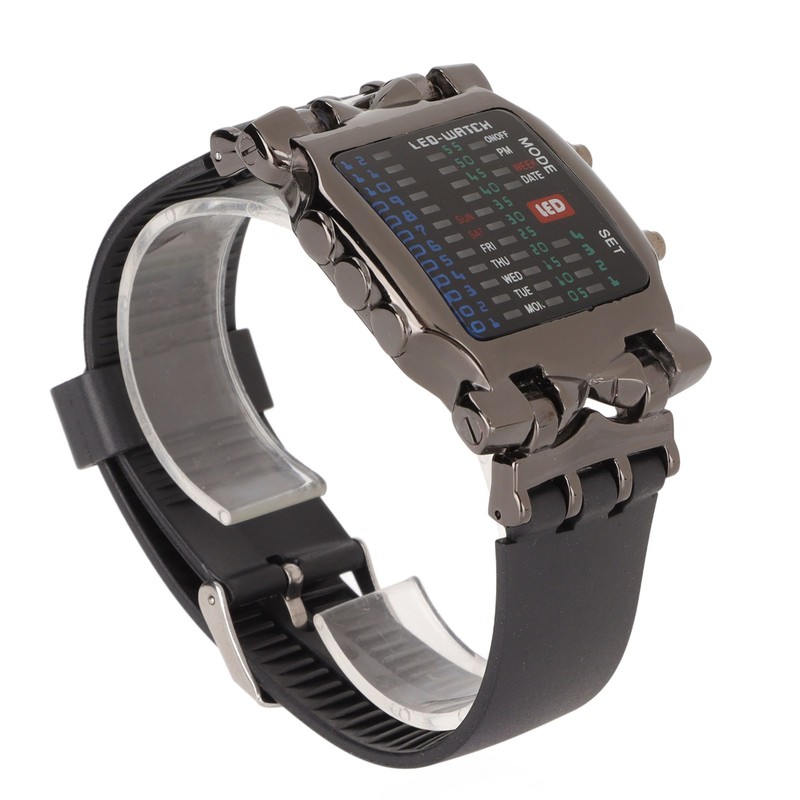 Men's LED Watch Classic Fashion Men's Rectangular Watch with Binary