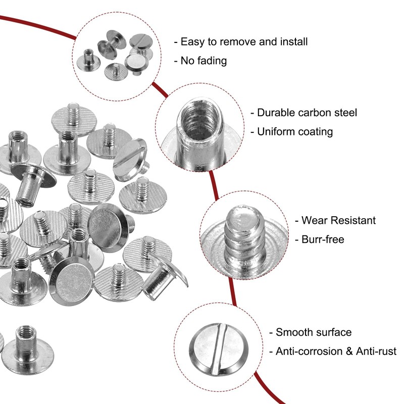 sourcing map 30set M4 x 6mm Chicago Screw Metal Slotted