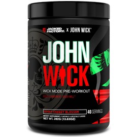 Jacked Factory X John Wick - Wick Mode Pre Workout Powder - Intense Energy, Battle-Ready Focus, Unstoppable Commitment, and Sheer Will - 40 Servings, Osaka Cherry Blossom