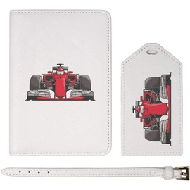 Azeeda 'Red Race Car' Passport Cover & Luggage Tag Travel Set (PA00015784)