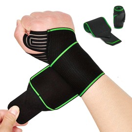 Wrist Support Brace, 2 Pack Wrist Compression Strap Wrist Guard Wrist Brace for Sleeping, Arthritis, Tendonitis, Ganglion Cyst, Weightlifting, Golf & Tennis (Green)