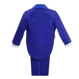 Dressy Daisy 011 - Traje de esmoquin de ajuste clásico para niños, 5 piezas, traje formal de boda con chaleco, negro/blanco, Azul Real, 12-18 Meses