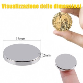 FPMYB Pack of 40 Magnets Strong Large 15 x 2 mm Neodymium Magnets Extra Strong Small Magnets Round Strong Magnets for Fridge, Magnetic Board, Whiteboard, Kitchen, Crafts, Warehouse, Office