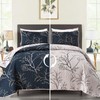 DJY 3 Piece Navy Floral Quilt Set Full/Queen Size Botanical