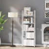 Azheruol White 5 Tiers Tall Bookshelf, Industrial Storage Shelf, Multifunctional