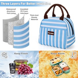 Kato Tirrinia Lunch Bags for Women Men, Insulated Lunch Tote Bag for Girls, Lunch Box for Adults & Children, Large Cooling Lunch Bag for Work/School/Picnic, Blue