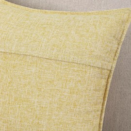 MADIZZ Set of 2 Flanged Linen Throw Pillow Covers 16x16 Inch Light Yellow Soft Decorative Cushion Cover for Sofa Bedroom Pillow Shell