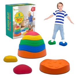 Globility 5 Pcs Stepping Stones for Kids Upto 250 lbs, Balance Stepping Stones for Toddler Obstacle Course Coordination, Stepping Stones for Toddlers 3 Years and Up (Rainbow)
