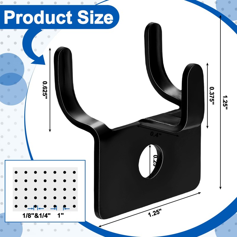 Tandefio Pegboard Hooks Metal Prong Hook Peg Board for Hanging