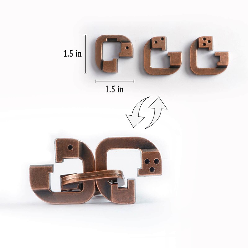 MHY 3 Pieces Large Size Brain Teaser Puzzles,Metal Cast Puzzle