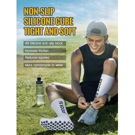 FS SOCKS Grip Socks Football 3 Pairs Football Socks for Men Women and Children, Size 35-39 39-46, Non-Slip Football Socks Men for Football Basketball Hiking Running, black