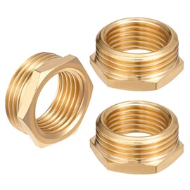 3 pieces reducer 3/4 to 1/2 inch, brass reducer thread fitting 3/4 male thread × 1/2 inch female thread for converting pipe connections