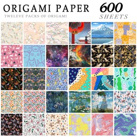 12 Different Packs Full Collection Origami Paper Kit 6 Inch Square Double Sided Color Vivid Colors Creation Easy Fold Paper Set Hand Crafts Paper Arts Creativity.