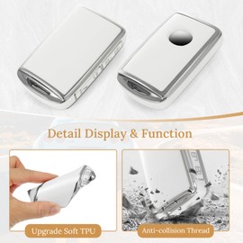 Coverforkey Keyforcover for Mazda Key Fob Cover with Upgraded Anti loss Durable Metal Keychain, Fashionable Soft Case for Mazda 3 Mazda 6 CX-3 5 9 12 CX-30 CX-50 MX-5 (4 buttons) (Silver, B1), Sliver