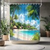 RJSMRJ Beach Ocean Shower Curtain Coastal Palm Tree Summer Tropical