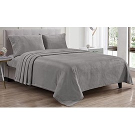 FAITH, HOPE, LOVE HOME DÉCOR Luxury Elegance 4 Piece Queen Size Extra Soft Velvet Touch Microplush Sheet Set - Dark Grey Queen Size Sheets