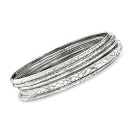 Ross-Simons Sterling Silver Jewelry Set: 5 Bangle Bracelets. 8 inches