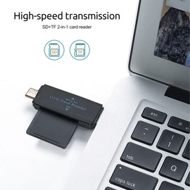 2 Pack SD Card Reader, USB-C OTG Adapter and USB 2.0 Portable Memory Card Reader for SD TF SDXC SDHC MMC RS-MMC Micro SD Micro SDXC Micro SDHC Card and UHS-I Cards (Black)