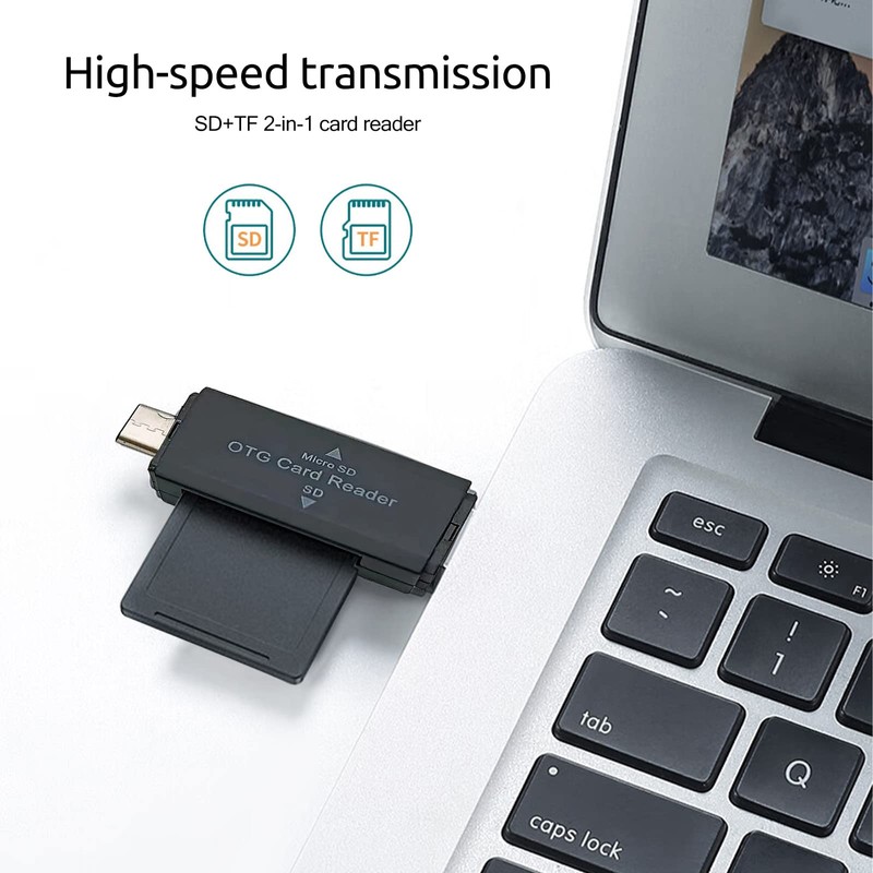 2 Pack SD Card Reader, USB-C OTG Adapter and USB