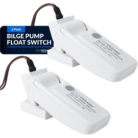 Five Oceans 12-24-32-Volts Automatic Boat Bilge Pump Float Switch for Electric Water Pump, Heavy-Duty Flow Sensor Float Switch for Boat Bilge Pump, Mercury Free, 20-Amps Max, 2-Pack - FO3610-M2