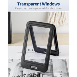 Pawfly ID Badge Holder with Double-Sided Windows Vertical Hard Plastic Case Black Card Protector Pouch for Office School ID Credit Cards Proximity Key Cards Driver’s Licenses and Passes, 3 Pack