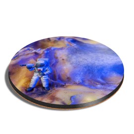 1 x Round Coaster - Mini Astronaut Figure Alien Planet Cork Backed MDF Glossy Tea Coffee Accessory #12375