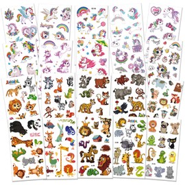 Temporary Tattoos for Kids, 20 Sheets Kids Temporary Tattoos - Waterproof & Long Lasting, Party Bag Fillers, Geburtstag Party Geschenk Kleine, Hautfreundliche Temporäre (Unicorn & Animal)