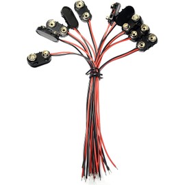 LampVPath (Pack of 10 I-Type 9V Battery Connector, 9 Volt Battery Clip, 9V Battery Clip Connector with Wire and Hard Buckle Plastic Housing