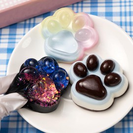 3Pcs Taba Squishy Cat Paw Squeeze Toys, Cute Cat Paw Squishy Toys for Stress Relief, Soft Jelly Kitty Squeeze Fidget Toys, Black Sensory Fidget Decompression Toy for Kids Adults