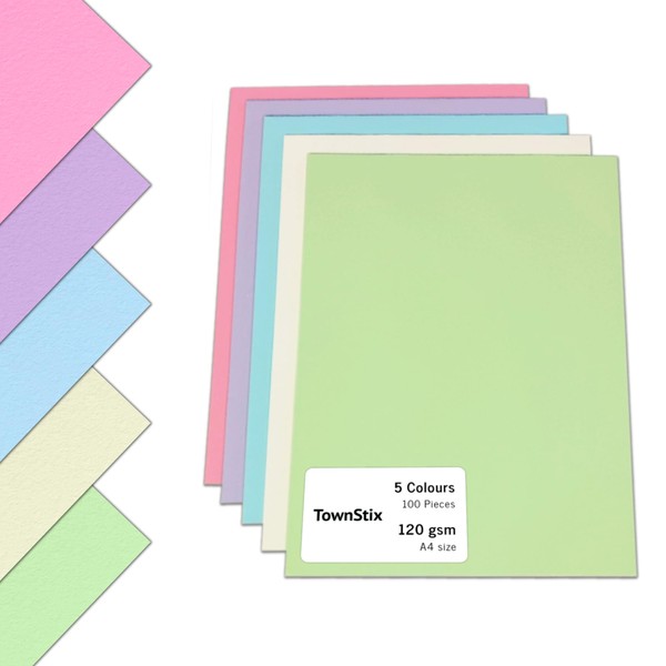 100 Sheets A4 120 g/m² Coloured Paper 5 Colours