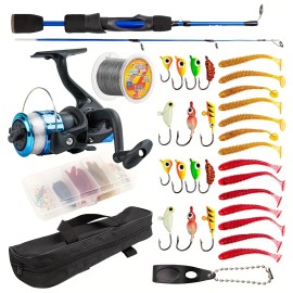 Topline Tackle Ultra Light Medium Heavy Spinning Pole Made in China Best Ice Fishing Rod ComboLength: 1.8 m(5.91ft), Color: Blue