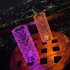 Xugenxes Rose Crystal Touch Lamp,RGB Touching Control Diamond Table Lamp,16 Color Changing Romantic Rose Bedside Acrylic Led Crystal Table Lamps for Bedroom Living Room, Kids Room, College Dorm