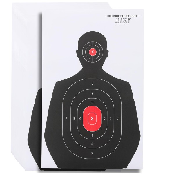 50 Pack Paper Shooting Targets 14x22 Inch -Large Silhouette Target