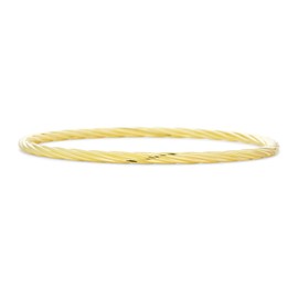 Simple Basic Thin Stacking Single Bangle for Women Teen Bracelets Round Smooth 18K Yellow Gold Plated 2.5MM