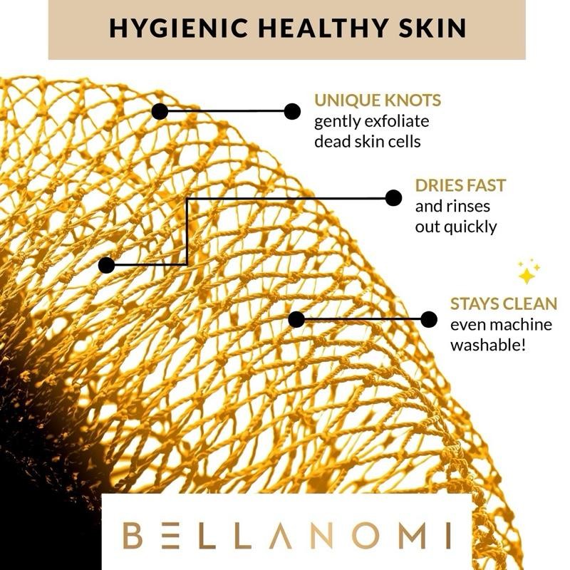 Bellanomi 4 Piece African Exfoliating Net Sponge Bundle, Ethically Sourced