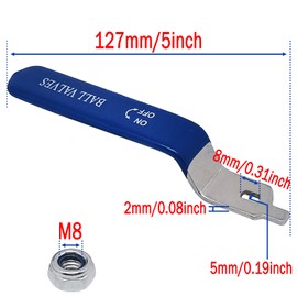 1 Piece Hole Size 5×8mm 201 Stainless Steel Ball Valve Handle with Blue Plastic Handle Grip & Nut for 1 inch Ball Valve,180 Degree No Positioning Round Head(Straight)